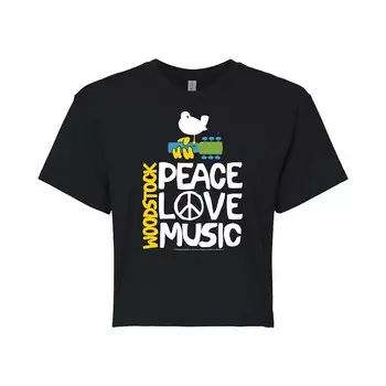 Укороченная футболка Woodstock Peace Love Music для юниоров Licensed Character, черный
