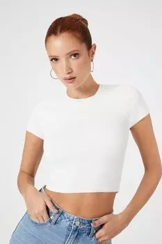 Укороченная футболка вязанной вязки Forever 21, белый