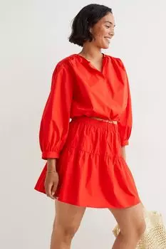 Укороченная хлопковая блузка H&amp;M, красный