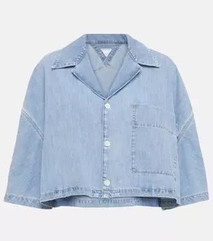 Укороченная хлопковая джинсовая рубашка Bottega Veneta, цвет light bleach