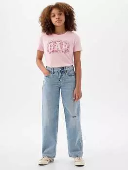 Укороченная хлопковая футболка с принтом логотипа Gap, цвет light pink