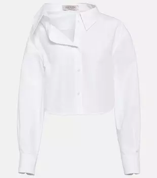 Укороченная хлопковая рубашка асимметричного кроя VALENTINO, белый