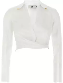 Укороченная хлопковая рубашка Elisabetta Franchi, белый