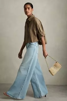 Укороченная хлопковая рубашка Solene Reiss, хаки