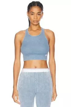 Укороченная классическая майка-борцовка Alexander Wang, цвет Washed Blue