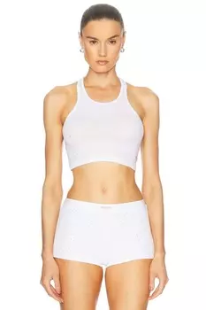 Укороченная классическая майка-борцовка Crystal Hotfix Alexander Wang, белый