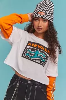 Укороченная комбинированная футболка Airwalk Forever 21, оранжевый