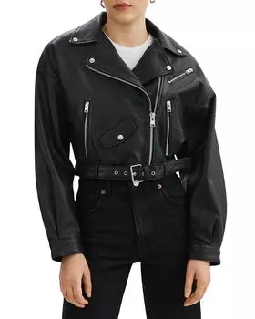Укороченная кожаная байкерская куртка Dylan LAMARQUE, черный