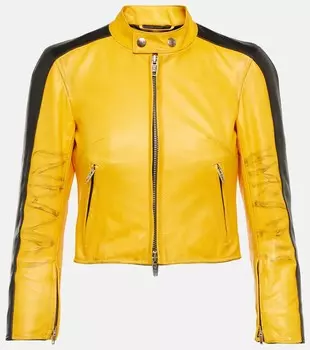 Укороченная кожаная куртка BALENCIAGA, желтый