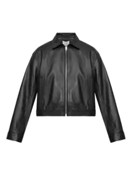 Укороченная кожаная куртка Maison Kitsun, черный