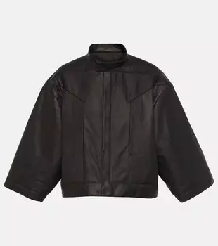 Укороченная кожаная куртка Rick Owens, черный
