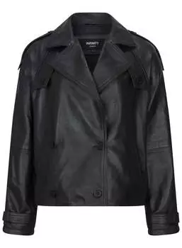 Укороченная кожаная куртка-тренчкот TruClothing, черный