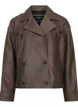 Укороченная кожаная куртка-тренчкот TruClothing, коричневый
