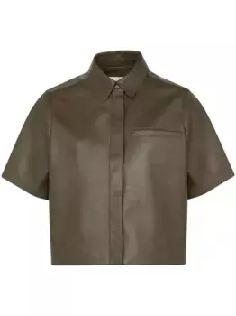 Укороченная кожаная рубашка YVES SALOMON, зеленый