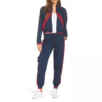 Укороченная куртка Adidas Originals с контрастной отделкой, синий/красный