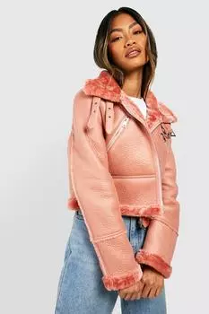 Укороченная куртка-авиатор Boohoo, розовый