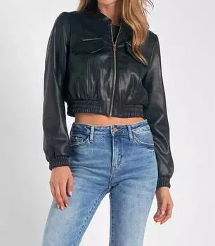 Укороченная куртка-бомбер черного цвета ELAN