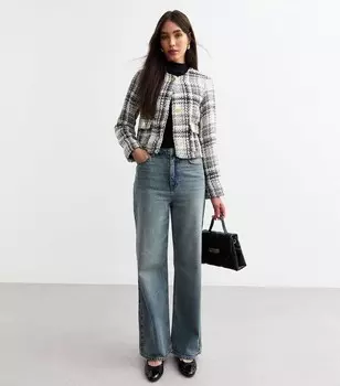 Укороченная куртка-букле белого цвета с эффектом металлик New Look, белый