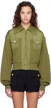 Укороченная куртка цвета хаки Balmain