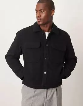 Укороченная куртка дальнобойщика из смеси шерсти в угольном цвете Abercrombie & Fitch