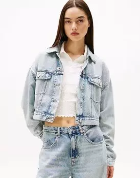 Укороченная куртка дальнобойщика Tommy Jeans в цвете Light Blue