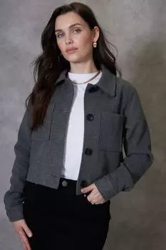 Укороченная куртка 'Galata' с начесом Threadbare, серый