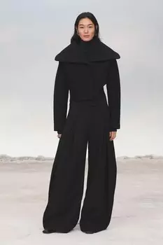 Укороченная куртка из 100% шерсти ZARA, черный