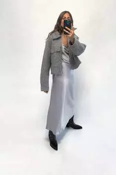 Укороченная куртка из букле ZARA, серый