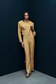 Укороченная куртка из габардина с подплечниками Nocturne, коричневый