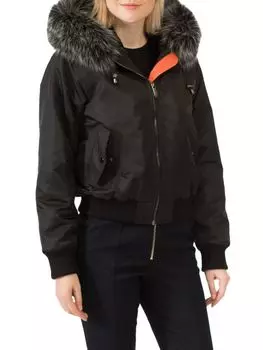 Укороченная куртка из искусственного меха с капюшоном Belle Fare, черный