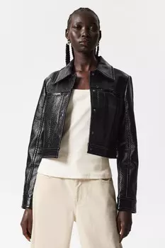 Укороченная куртка из лакированной кожи & Other Stories, черный