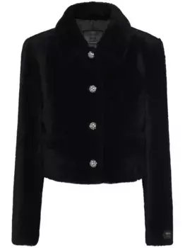 Укороченная куртка из овчины Prada, черный