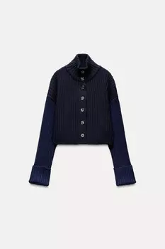 Укороченная куртка из ребристого трикотажа ZARA, цвет only one