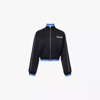 Укороченная куртка из твила с фирменным принтом 90-х годов Off-White C/O Virgil Abloh, черный