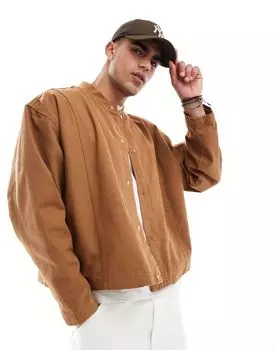 Укороченная куртка оверсайз из потертой кожи ASOS DESIGN