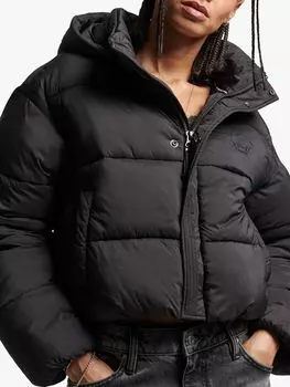 Укороченная куртка-пуховик Superdry Cocoon, черный
