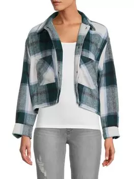 Укороченная куртка-рубашка в клетку FOR THE REPUBLIC Green