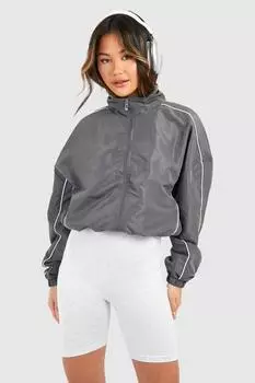 Укороченная куртка с контрастными деталями boohoo, серый
