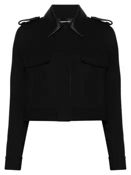 Укороченная куртка с кожаным воротником Barbara Bui, черный