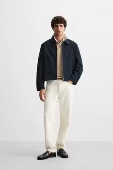 Укороченная куртка с молнией ZARA, темно-синий