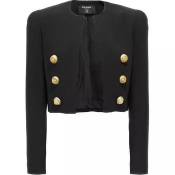 Укороченная куртка с пуговицами BALMAIN, черный