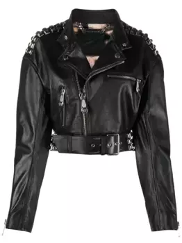 Укороченная куртка с заклепками-шипами Philipp Plein, черный