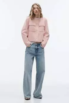 Укороченная куртка с золотыми кнопками ZARA, бежево-розовый