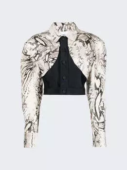 Укороченная куртка со вставками Mugler, цвет wrapped snake roccia