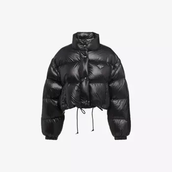 Укороченная куртка стандартного кроя из переработанного нейлона Re-Nylon Prada, черный