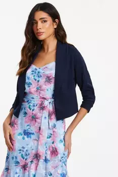 Укороченная куртка темно-синего цвета с воротником-шалью QUIZ Clothing