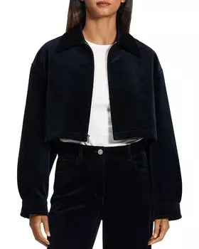 Укороченная куртка трапециевидного силуэта Theory, синий