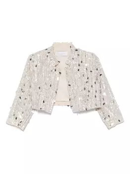 Укороченная куртка, украшенная пайетками DE SANTIS, серебряный