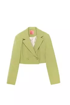 Укороченная куртка в полоску Оливковая QUZU