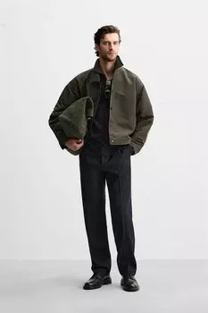 Укороченная куртка ZARA, темно-коричневый